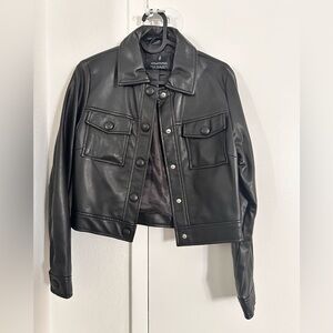 Faux Leather Cropped Jacket